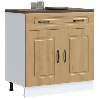 Berkfield Home Kitchen Base Cabinet Kalmar Artisan Oak Engineered Wood in Brown