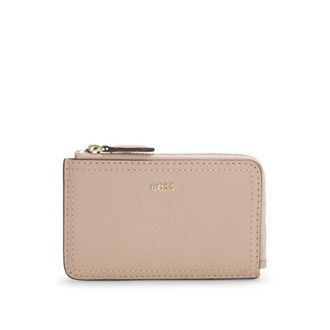 BOSS Grained-leather card holder with logo lettering