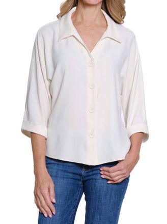 Multiples Turn-Up Cuff Dolman Button Front Shirt In Soft Ivory