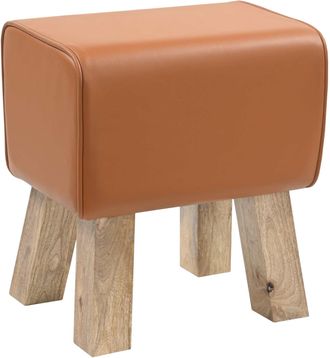 vidaXL Banco 40 X 30 X 45 Cm Cuero Real Marr&oacute;n Vidaxl