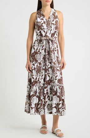 Lilly Pulitzer Wisteria Tie Waist Sleeveless Maxi Dress in Resort White Marni at Nordstrom, Size 12
