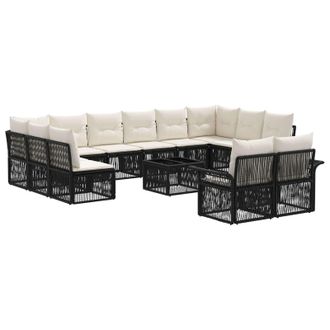 vidaXL Conjunto De Sof&aacute;s De Jard&iacute;n 13 Pcs Negro Rat&aacute;n Sint&eacute;tico Vidaxl