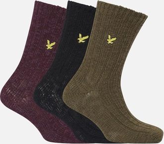 Lyle & Scott Lyle And Scott Mens 3 Pack of Chunky Knitted Socks - Multi - Size: 7/8.5/8/7.5/9/9.5/10/10.5/11