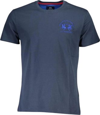 La Martina Geborduurde katoenen T-shirt met ronde hals - Heren - T-shirts - Blauw - M - Katoen - Tops