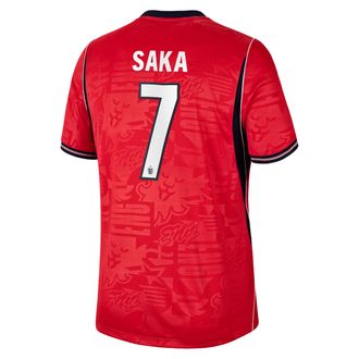 Nike Bukayo Saka England National Team 2026 Stadium Away Nike Mens Dri-FIT Soccer Jersey in Red | NN203947726-ENG