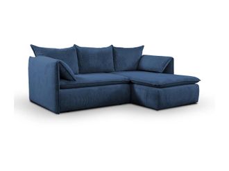 Vente-Unique Vente-unique - Divano Letto Angolare In Velluto A Coste Blu Marine - Angolo A Destra - Teodora Di Pascal Morabito