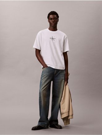 Calvin Klein Jeans Calvin Klein Mens Monologo Relaxed Tee - Open White - 2XL