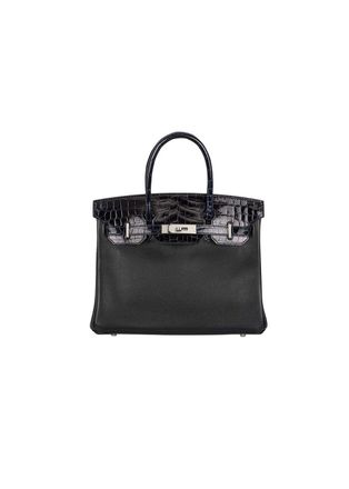 Herm&egrave;s Bleu Marine & Noir Lisse Birkin Touch 30 PHW