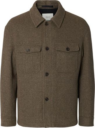 Selected Boucl&eacute; jas - Heren - Jassen - Bruin - Maat: S Katoen