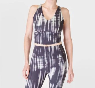 Sweaty Betty Super Soft Crop Strappy Back Workout Tank In Grey Bokeh Print