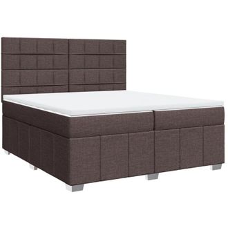 vidaXL Vidaxl - Cama Box Spring Con Colch&oacute;n Tela Marr&oacute;n Oscuro 200x200 Cm