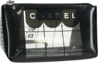 Chanel Pre-owned Clutches, female, Black, Size: ONE SIZE Pre-owned Vintage Vinyl Pouch