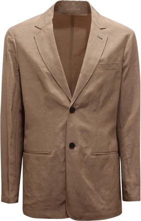 Armani Giacca Sfoderata Viscose/Linen Jacket - Heren - Blazers - Beige - M - Linnen - Jassen