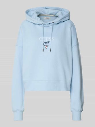 Guess Relaxed Fit Hoodie mit Logo-Stitching Modell Baker in Hellblau, Gr&ouml;&szlig;e XL