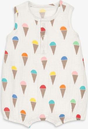 primary Baby Cotton Gauze Bubble Shortie In Seasonal Prints in Ivory Rainbow Ice Cream Cones at Nordstrom, Size 12-18M