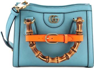 Gucci Borsa a tracolla Diana NM Bamboo mini in pelle con manico - Blu