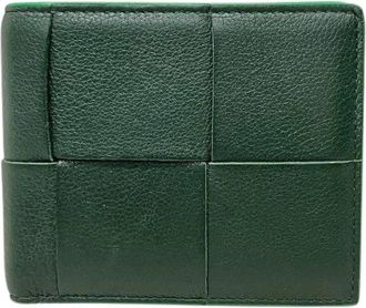 Bottega Veneta Pre-owned Wallets, male, Green, Size: ONE SIZE Pre-owned Intrecciato Calf Leather Wallet