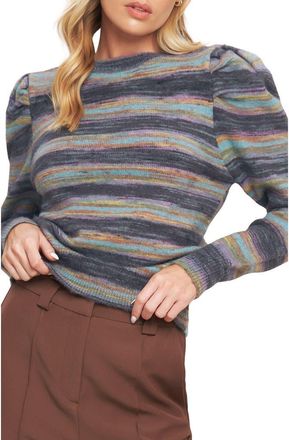 Flying Tomato Puff Sleeve Sweater Knit Top in Charcoal Sage at Nordstrom Rack, Size Large