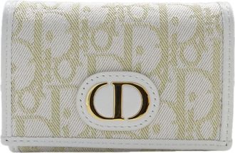 Dior Gold White Jacquard Coin Purse/Coin Case (Pre-Owned)