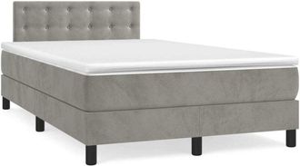 vidaXL Vidaxl - Cama Box Spring Con Colch&oacute;n Terciopelo Gris Claro 120x190 Cm
