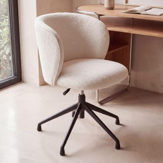 Maisons du monde Silla de escritorio regulable de tejido de poli&eacute;ster tramado crudo y acero negro