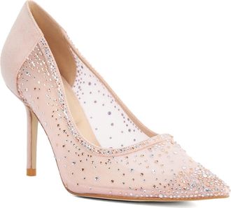 Dune London Ladies BEJEWELLS Sheer Embellished Studded Court Shoes Size UK 6 Nude