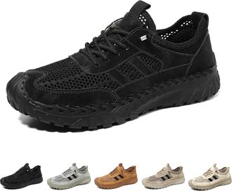 Generic Orthopedic Shoes for Men, Slip On Orthopedic Hiking Shoes,Solid Arch Support,Breathable Mesh Elastic Laces (Black,11.5)