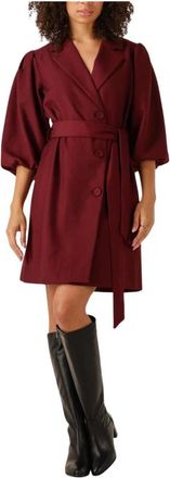 Notre-V Bordeaux Rode Mini Jurk Nv-Gina - Dames - Korte kleedjes - Rood - XS - Wol - Kleedjes