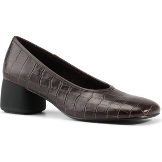 Vagabond Livia Croc Embossed Pump in Chocolate Leather at Nordstrom, Size 10Us
