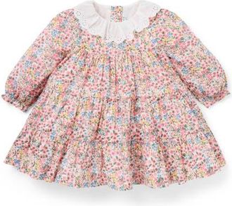Janie and Jack Baby Ditsy Floral Eyelet Collar Dress in Pink at Nordstrom, Size 12-18M