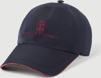 Brunello Cucinelli Water-resistant microfiber baseball cap with embroidered logo in Blue at Nordstrom, Size X-Large