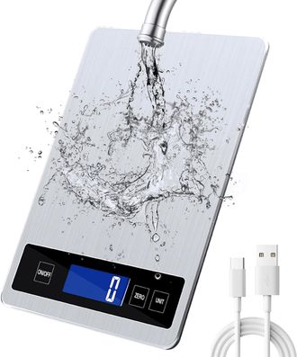 OEM Balanza De Cocina Digital De 15 Kg Con Pantalla Lcd + Acero Inoxidable + Vidrio Templado - Precisi&oacute;n De Hasta 1 G