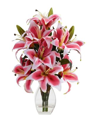 Nearly Natural Rubrum Lily With Decorative Vase