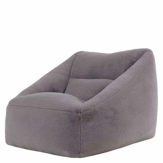 Icon Brand Puf sill&oacute;n de piel sint&eacute;tica de conejo, gris claro