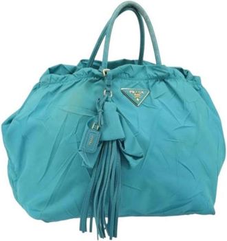 Prada Pre-owned Bucket Bags, female, Blue, Size: ONE SIZE Pre-owned Nylon Bucket Bag
