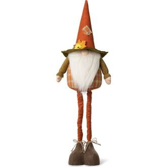 Glitzhome Telescoped Fabric Fall Gnome Standing Decor in Orange at Nordstrom, Size Medium