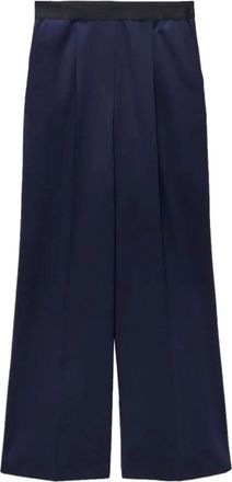 Msgm Wijde Pijpen Broek - Dames - Wijde Broeken - Blauw - XS - Wol - Broeken