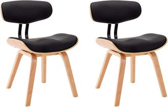 vidaXL Vidaxl - Sillas De Comedor 2 Uds Madera Curvada Y Cuero Sint&eacute;tico Negro