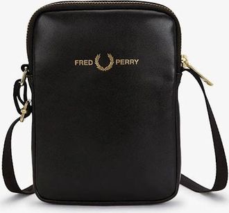 Fred Perry Mens Fred Perry Mens Smooth Leather Small Side Bag - Black 102 - Size: ONE size