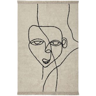 Beliani Beliani - Tappeto in cotone con motivo viso a frange 160 x 230 cm beige e nero Nuru