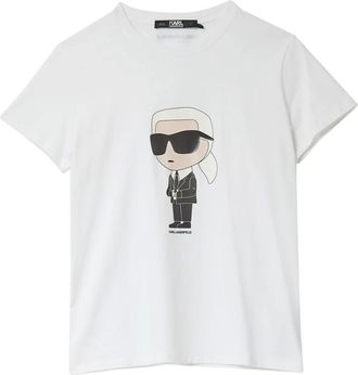 Karl Lagerfeld Tops, Dames, Wit, XL, Katoen, Ikonik 2.0 Karl T-shirt