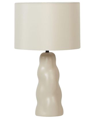 Beliani L&aacute;mpara de mesa cer&aacute;mica beige