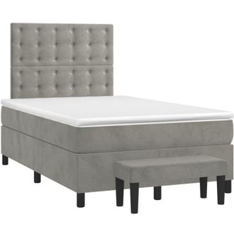 vidaXL Vidaxl - Cama Box Spring Con Colch&oacute;n Terciopelo Gris Claro 120x190 Cm