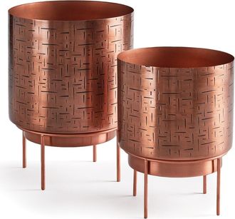 Napa Home & Garden Solaris Cachepots On Stands Set of 2 in Brown at Nordstrom