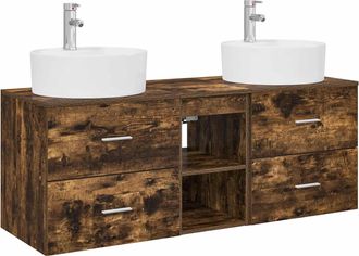 vidaXL Juego De Muebles De Ba&ntilde;o 3 Uds. Roble Ahumado Vidaxl