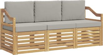vidaXL Conjunto De Sof&aacute;s De Exterior 3 Uds. Blanco Y Gris Claro Vidaxl