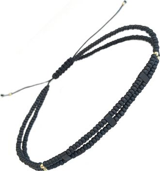 Jan Leslie Double Strand Black Micro Bead Wax Pull Cord Sterling Silver Bracelet at Nordstrom