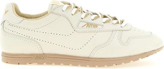 Autry Beige White Lace-Up Sneakers