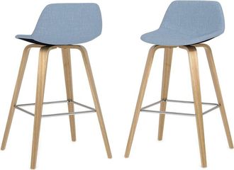 Simpli Home Set Of 2 Randolph Mid Century Modern 28In Bentwood Counter/ Bar Height Stools With Light Wood