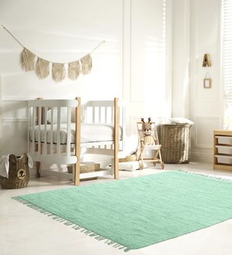 My Home Kinderteppich »Insa Fleckerl« rechteckig 5 mm Höhe Uni Farben, pastell, handgewebt, pflegeleicht, waschbar, Kinderzimmer